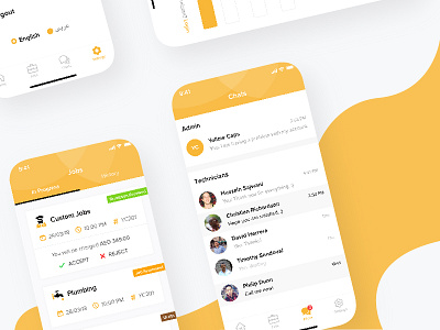 YellowCap's new iOS Job & chat screen