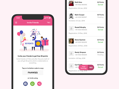 Fribix referral screen android app clean design illustration interface ios ui ux vector