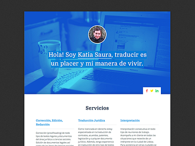 Katia Saura Web one page personal responsive rwd translator web design