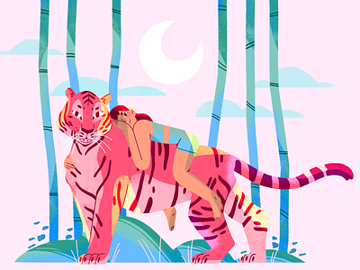 Tiger Queen 🐯 character design flat girl illustration nature summer tiger
