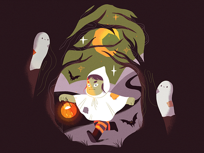 Spooktober 🎃💀 design flat forest girl halloween illustration nature product