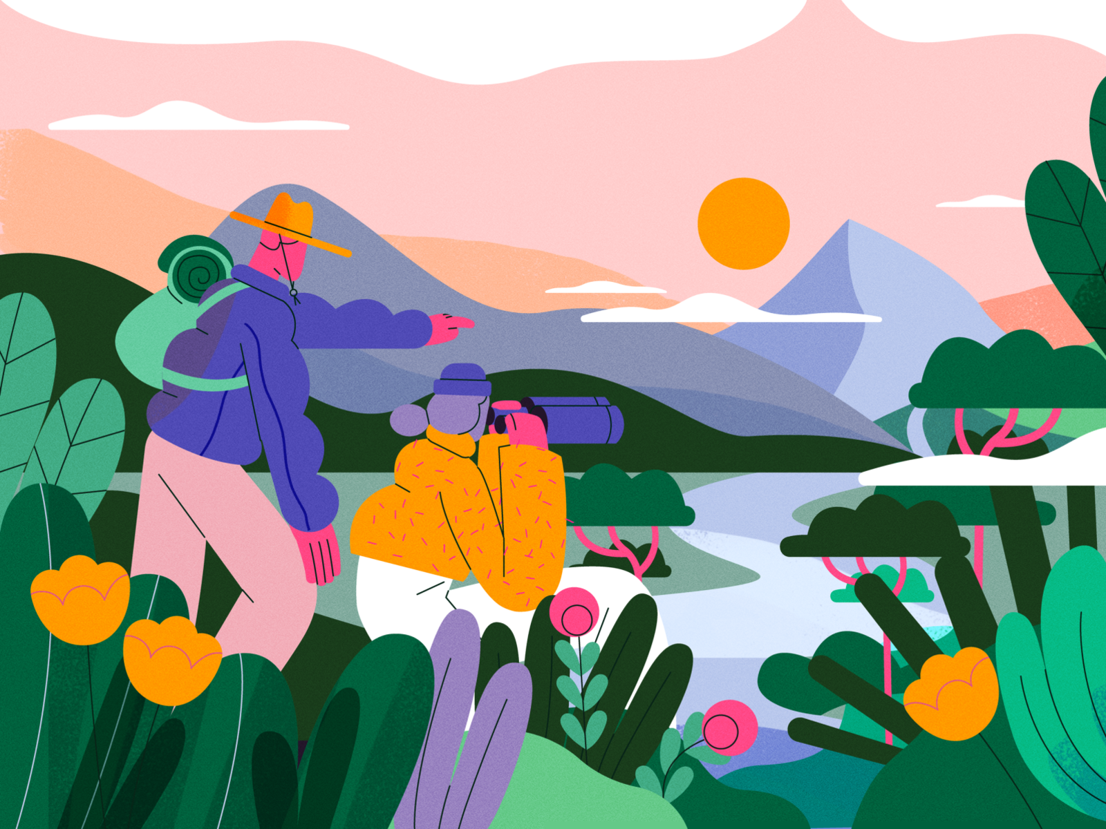 TED-Ed x Lobster Studio - The Great Outdoors character design flat illustration nature product summer team vector