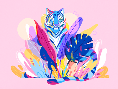 Blend in character design flat illustration nature product tiger