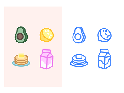 Simple Breakfast Icons avocado breakfast flat food icons illustration