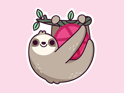 Sloth Lyfe basketball dribbble lazy pack pink sloth sticker stickermule tree