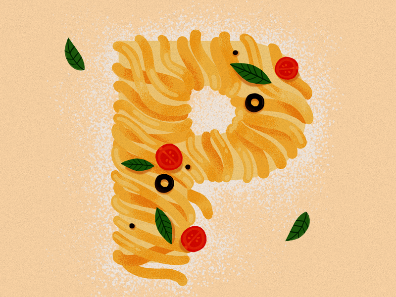 P for Pasta type 36 p 36daysoftype pasta design illustration studioart fourplus