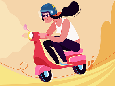 Scoot or die 🛵 desert girl hair helmet motorbike race sand scooter vespa