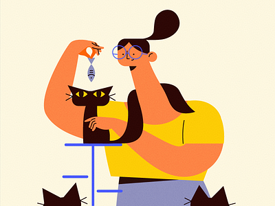 that cat lady 🐱 cat character design fish fourplus illustration studioart team