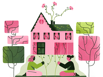 Let your love flourish character design flower fourplus house illustration love nature studioart