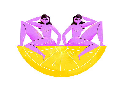 Zest character design flat illustration lemon summer symmetry woman