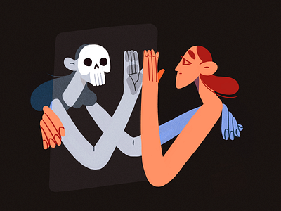 Make friends with your demons character design flat halloween illustration scary skull trickortreat