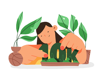 all grown up 10k character design flat forest girl illustration nature plants product