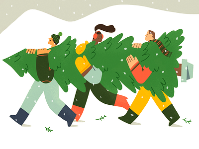 🎄Holiday Preparation🎄 character christmas christmas tree cold cozy design flat holidays illustration mountain product snow team xmas
