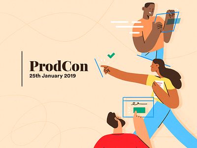 ProdCon 2019 character conference design flat illustration management product productivity saving time