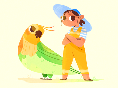 Team Amazon bird character design flat girl illustration nature product summer team