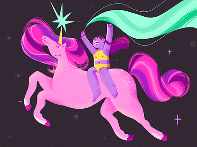 🦄 taking over ✨ character design flat girl illustration space unicorn