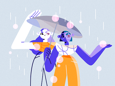 Spring Showers character design flat girl illustration product