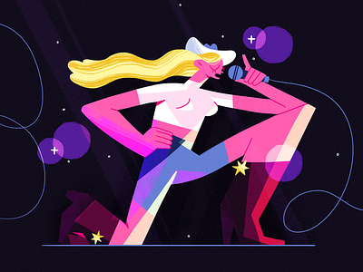 Space Cowboy character design flat girl illustration