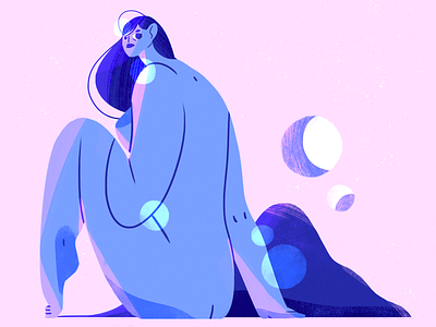 Blue character design flat girl illustration nature