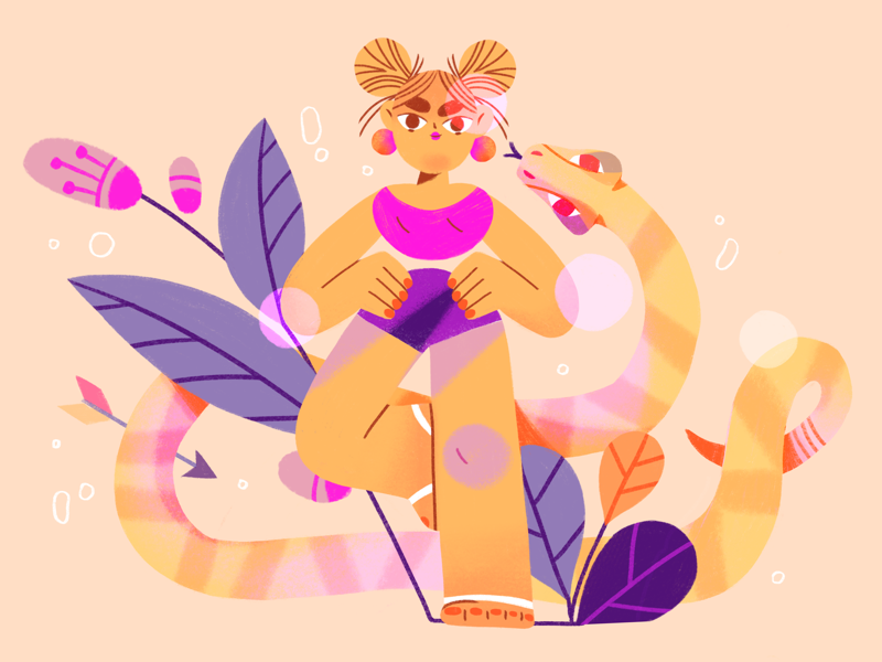 I bite back 🐍 drawing digital flat nature illustration procreate character design