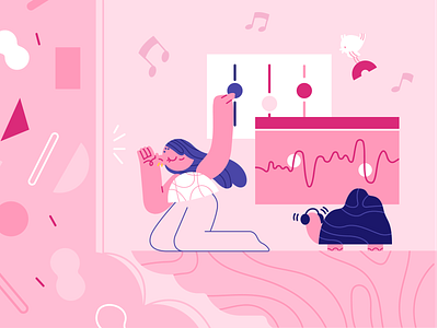 Beats 🎧 character design flat girl illustration product team the furrow ui