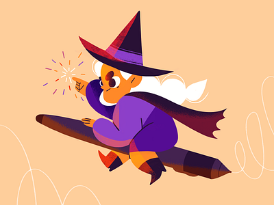 Onward!! autumn character design flat girl halloween illustration magic product vector