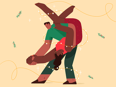 Groove character christmas dance dancing design festive flat holiday illustration