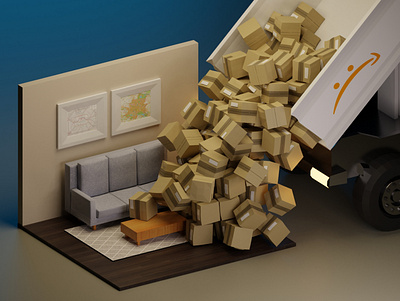 Wave of Parcels 3d blender blender 3d blender3d blender3dart illustration