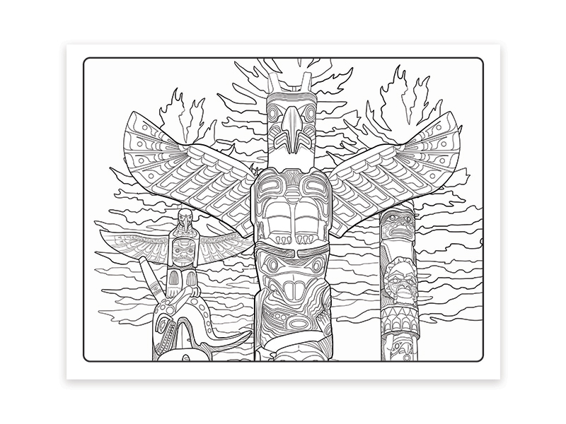 totem pole designs coloring pages