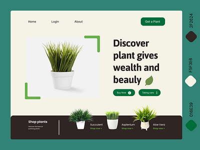 Plant Shop Website full landing page logo design mobil ui ux