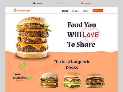 Burger Shop Landing Page full landing page logo mobile app design ui ux