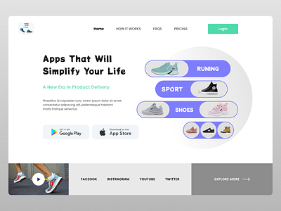 Shoes Landing page app design design full full landing page landing page ui ux