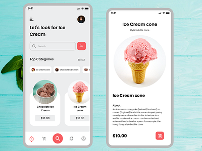 Ice Cream app app design design full landing page landing page ui ux