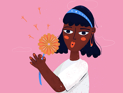 Make a wish flower girl illustration procreate wish