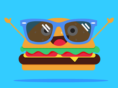 Happy burger burger bycherry flat food illustration kawaii vector