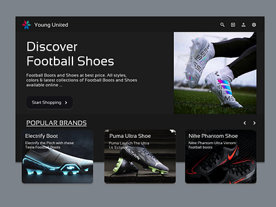 Young United Football Shoes! 3d animation branding graphic design logo motion graphics ui