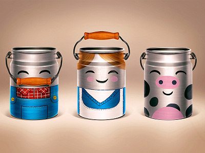 Milk cans cans character illustration