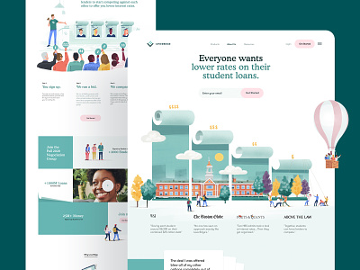 homepage design for a FinTech/Banking character homepage illustration