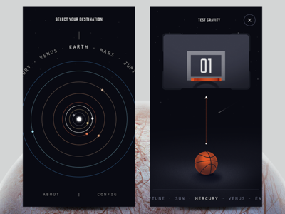 Planets - menu, game app game