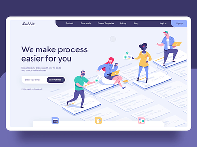 homepage for a a Saas company | bubblz homepage illustration landing page principle saas site team work vector