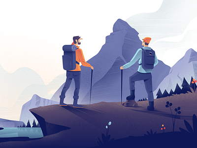 Training character hiking illustration mountain