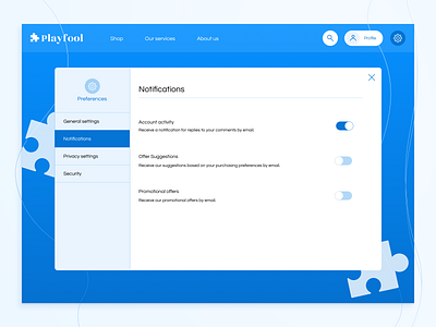 On & Off Switch - Daily UI blue daily ui puzzle settings simple switch ui webdesign