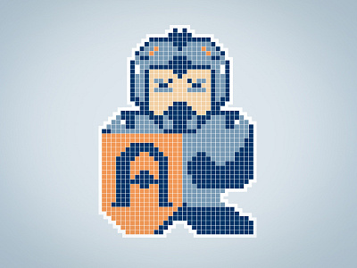 Addyman 8bit addy helmet man pixel shield warrior