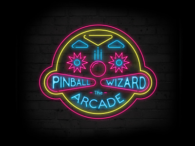 Pinball Wizard arcade flipper flippers glow lights neon night pinball pinballwizard sign signage wizard
