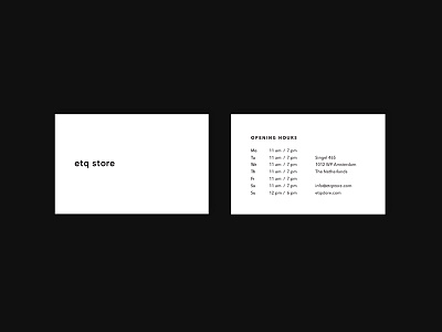 Business cards for etq store