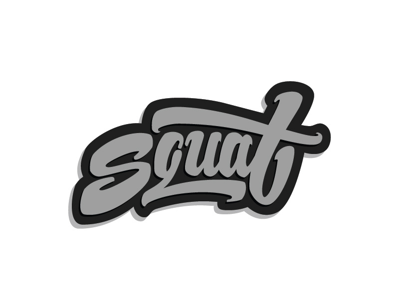Guys, do squats! white black logo grey letters typography gym squat