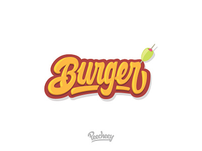 Burger burger food ham olive sticker typography