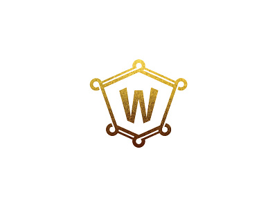 Wallenbach classy gold golden letter logo shield w