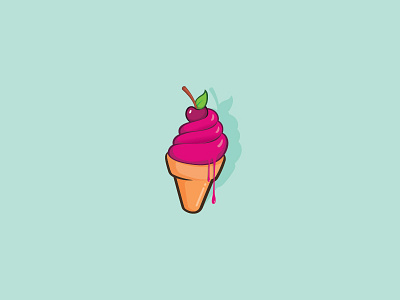 ICEEY candy cherry cream ice illustration