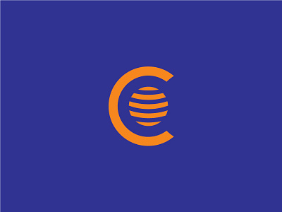 Continental c circle continental globe grid letter logo mark orange